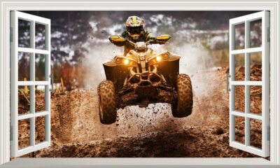 Mad Quad Dirt Bike 3D Magic Window Wandbild selbstklebendes Vinyl Poster V2