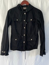 Women's Guess Black Button Up Jacket with Hood Size M
