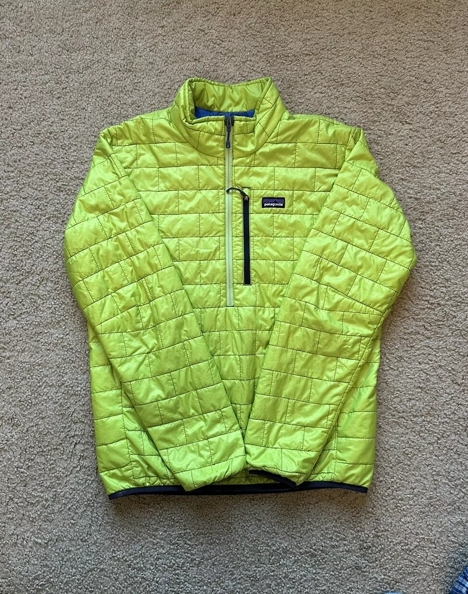 Patagonia Nano Puff 1 4 Zip Puffer Jacket Quilted Lime Green Men s