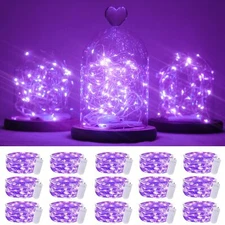 15 Packs 20 Led Purple Fairy Lights Battery Operated 6.6ft Silver String Lights