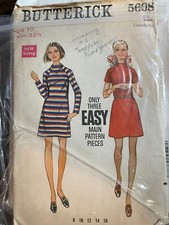 Butterick 5608 Vintage 70's Easy One Piece Dress Sewing Pattern Sz. 10