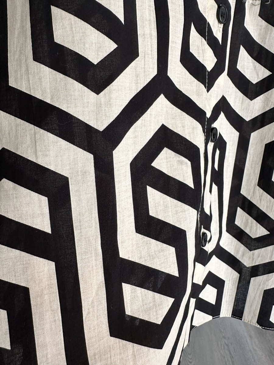 ZARA PRINTED GEOMETRIC POCKET SHIRT S | eBay
