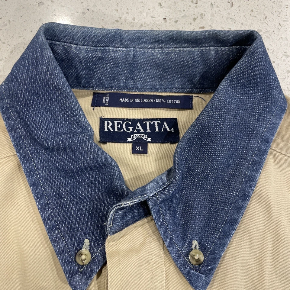 "REGATTA"~XL~100% COTTON SHIRT DENIM COLLAR Western Style Thick Heavy - Image 3 of 4