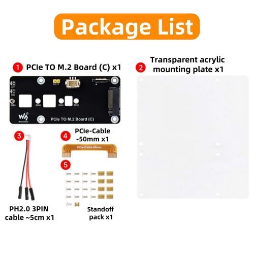NVMe PCIe to M.2 SSD Adapter Board Accessories For Raspberry Pi5 Gen2 Gen3 - Afbeelding 7 van 11