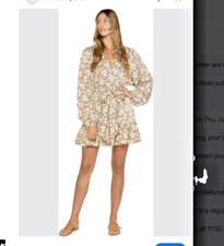 Outerknown Lulu Floral Organic Cotton / Silk / Hemp Dress Size Small Tie Waist