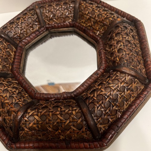 Hexagon Rattan Mirror 10” X 10” - Picture 4 of 13
