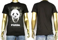 MEN'S PRINTED TEE  "PANDA" 100% COTTON  SHORT SLEEVE PRINT ON FRONT NEW!