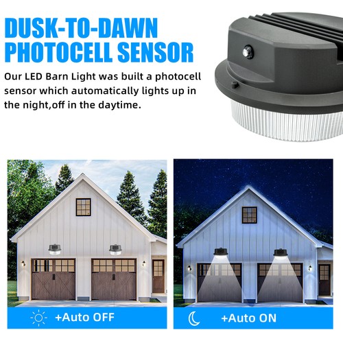 Stock in USA, Dusk-to-Dawn Outdoor LED 75w Barn Light 5500K Daylight 8400 Lumens - Picture 9 of 11