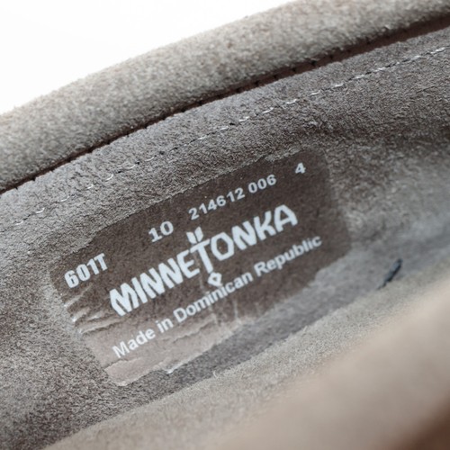 Minnetonka Women Thunderbird Animikii Moccasin Size 10 Hard Sole Gray Suede Shoe - 第 12/18 張圖片