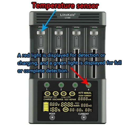 LiitoKala Lii-600 Battery Charger 4 Channel Li-ion For Rechargeable Batteries - Picture 3 of 14