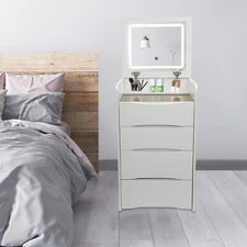 Makeup Vanity Table Vanity Desk With Makeup Stool And Flip Top Lighted Mirror