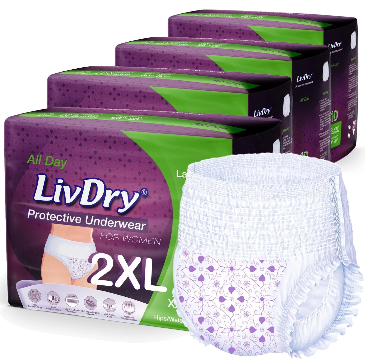Livdry XXL Adult Diapers Women Overnight Ultimate Max Absorbency All Day or N...