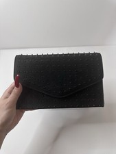 STEVE MADDEN Daisie Black Suede Studded Clutc...