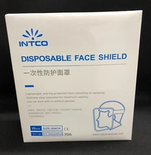 INTCO Disposable Face Shield - Elastic Band One Size Fits All Adults- Qty 25 NEW
