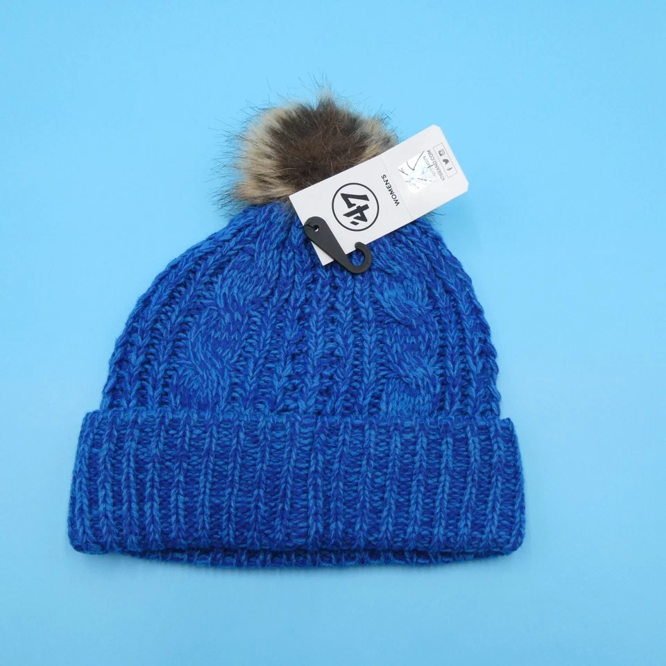 '47 Brand New York Knicks Sombrero de Invierno para Mujer Azul Acrílico Tejido Gorro Pom NBA Foto 2 de 2