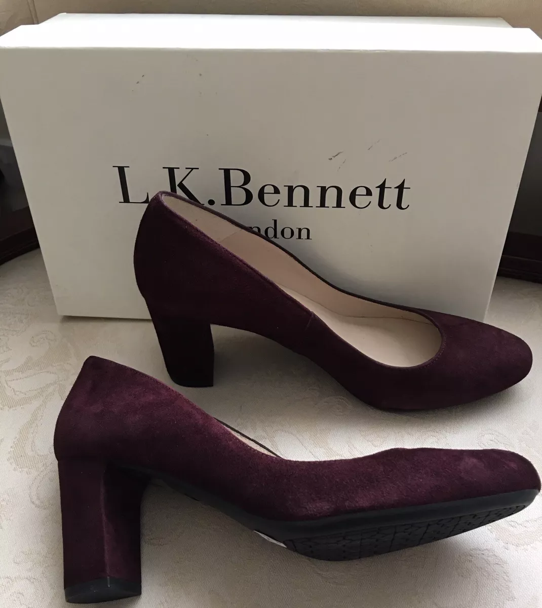 L.K.Bennett Sersha Burgundy Suede Court Shoe in EU36 UK3