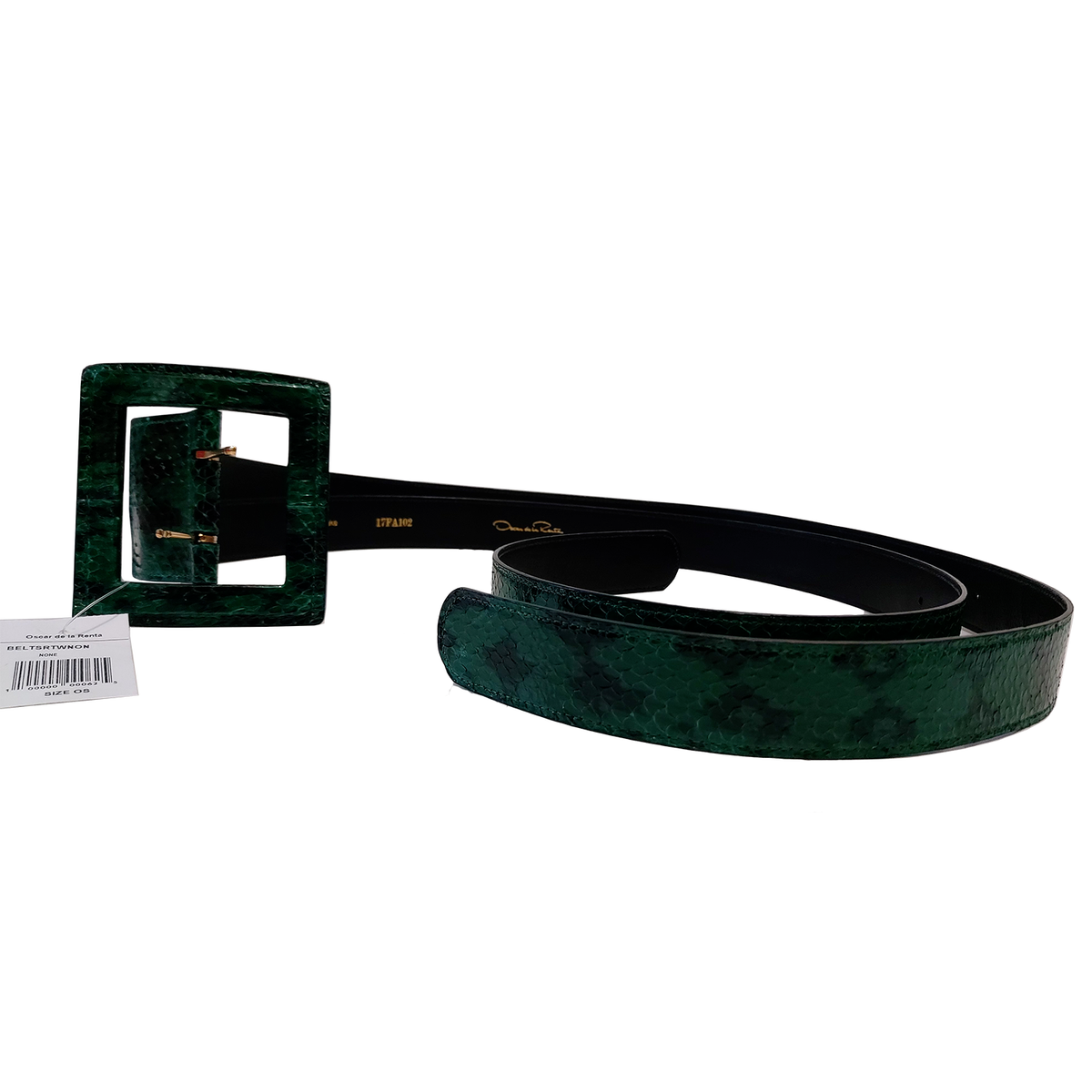 Oscar de la Renta 17FA102 Emerald Green Snake Leather OS  display picture 3