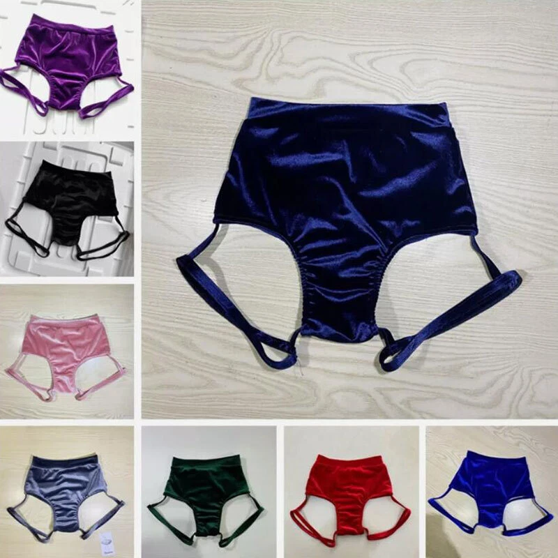 Lady Mini Hollow Out Hot Pants Velvet Shorts Pole Dance Slim Sexy Dancewear - Image 4 of 4