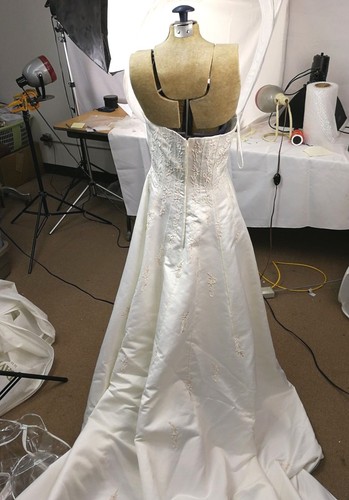 Elegance Bridal Wedding Dress with Jacket Woman Size 12 Cream Ivory Embroidered - Picture 2 of 11