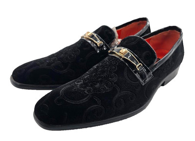 Steven Land Casual Men's  Dress Shoes Size 11  Black Velvet Paisley  SL0096
