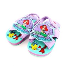 Vintage Disney The Little Mermaid Ariel Girls Purple Sandals Flip Flops Flounder