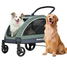 Pet Stroller 4 Wheel Dual Entry 160lb Capacity Green