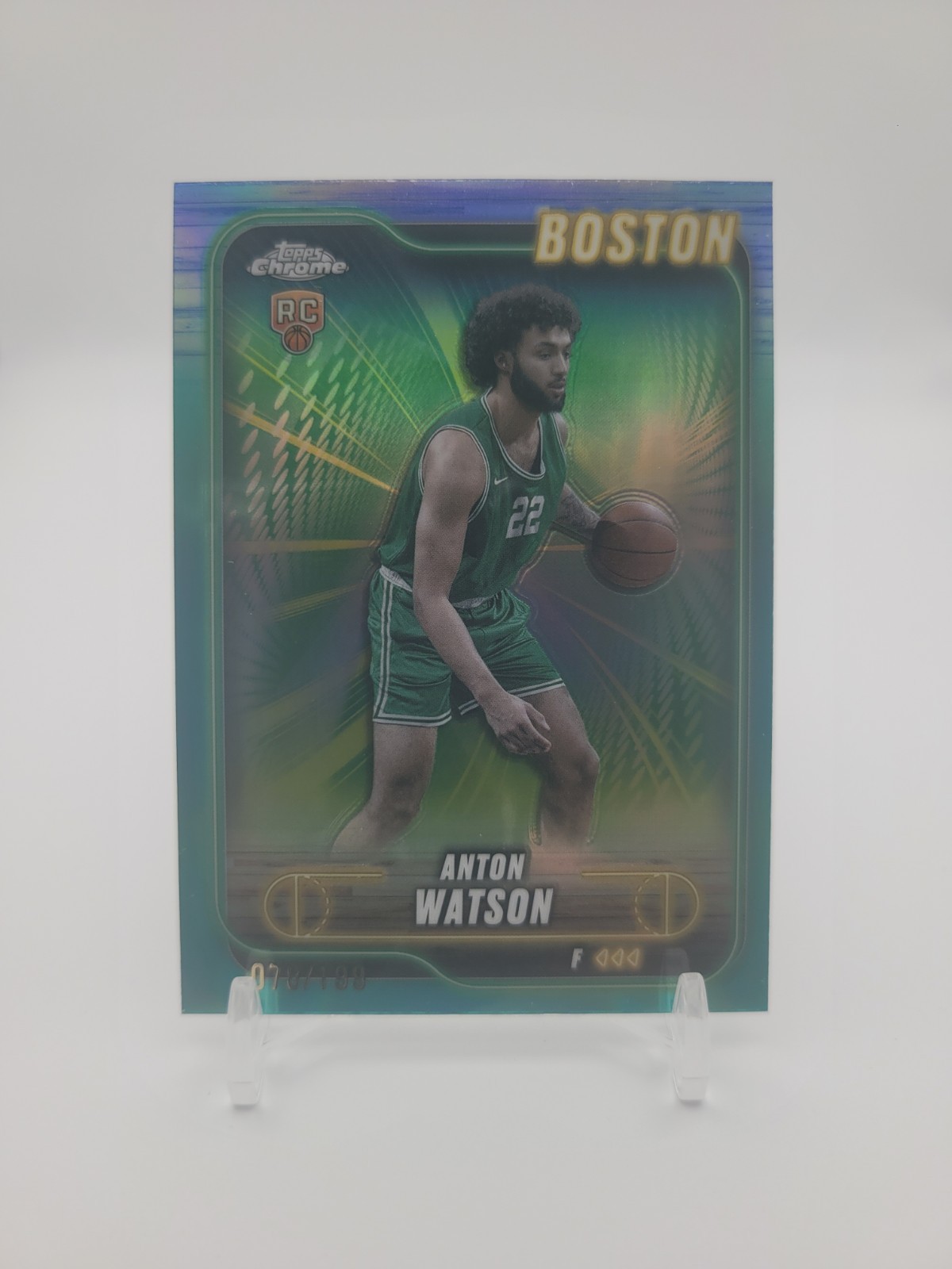 ANTON WATSON - 2024-25 Topps Chrome Aqua /199 Rookie Refractor #107 - Celtics RC