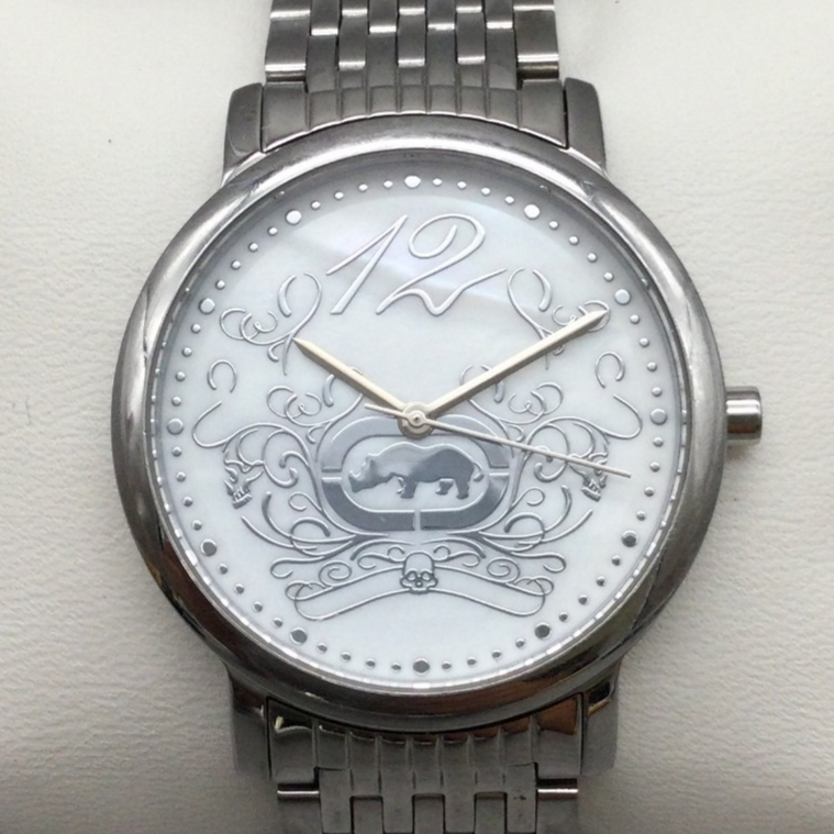 Marc Ecko Watch Womens 35mm Silver Tone The Rhino MOP Dial New