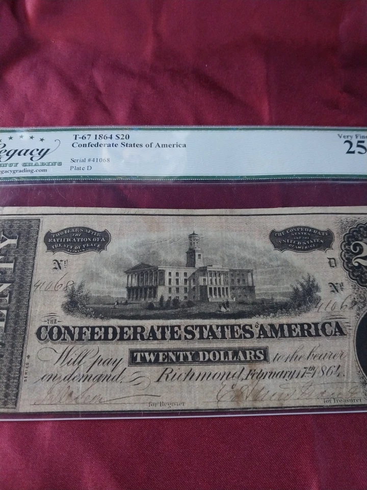 1864 20 Dollar Note Confederate States of America Richmond Currency VF25 - Image 3 of 4