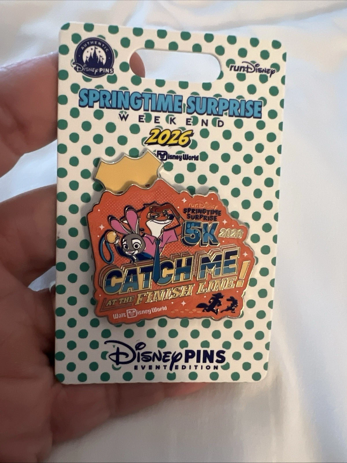 Disney Parks 2026 RunDisney Springtime Zootopia Catch Me At The Finish 5K Pin