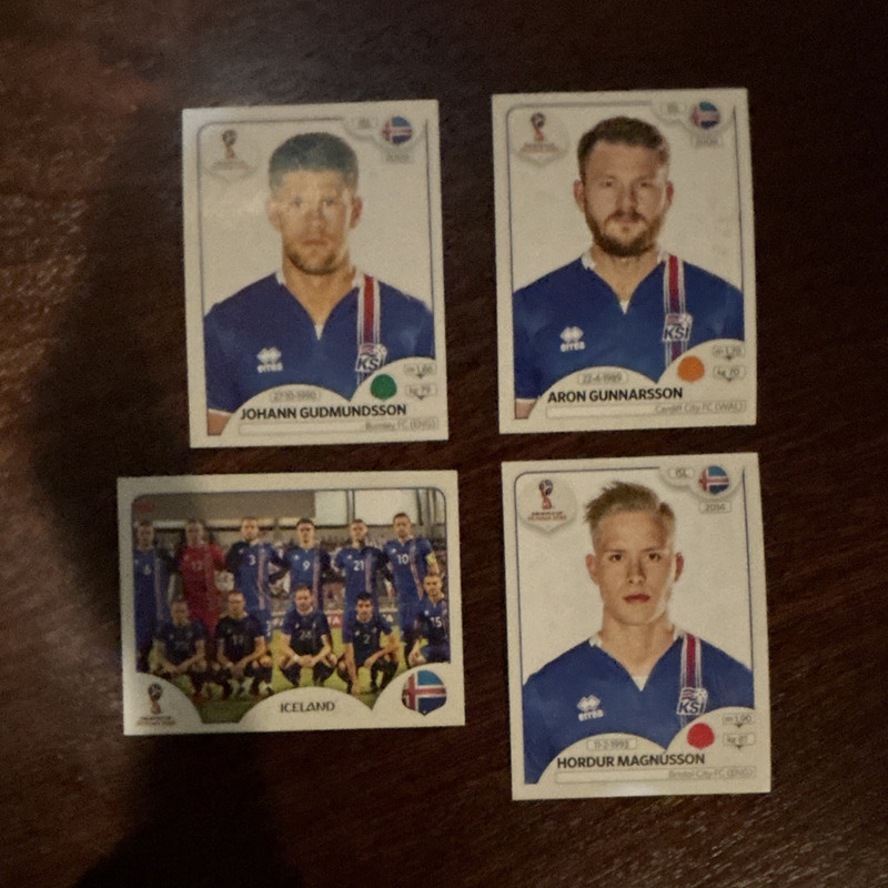 Panini World Cup Russia 2018 Iceland 4 Card Lot Gudmundsson 293 300 301 307