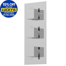 Thermostatic Square Control Concealed Shower Valve Triple Outlet Chrome Finish
