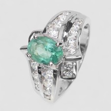 925 STERLING SILVER COLOMBIAN LUXURIOUS NEON GREEN EMERALD HANDMADE FINE RINGS
