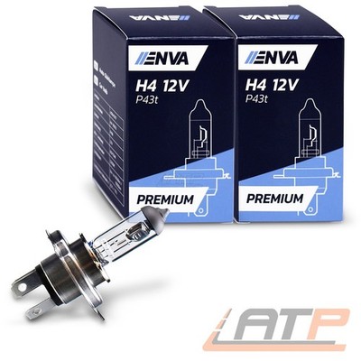 2x ENVA H4 60/55W 12V GLÜHBIRNE GLÜHLAMPE HALOGEN - PREMIUM: +30% mehr Licht!