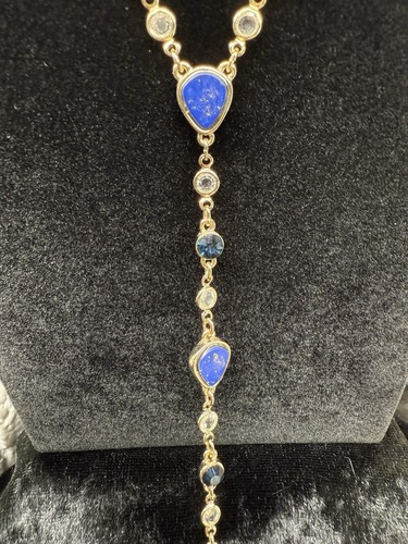 RACHEL Rachel Roy Gold-Tone Crystal & Blue Stone Lariat Y Necklace Adjustable - Picture 3 of 10