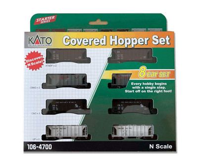KATO #106-4700 ACF 70 Ton 2 Bay Covered Hopper (Set of 8) (N-Scale)