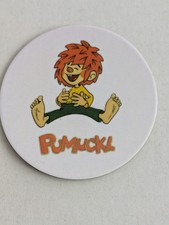 K&uuml;hlschrankmagnet Magnet rund wie selten "Pumuckl sitzend "m.Schriftzug PUMUCKL