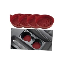  4PCS Car Cup Holder Coaster, Silicone Anti-Slip Vehicle Insert Water Wine Red