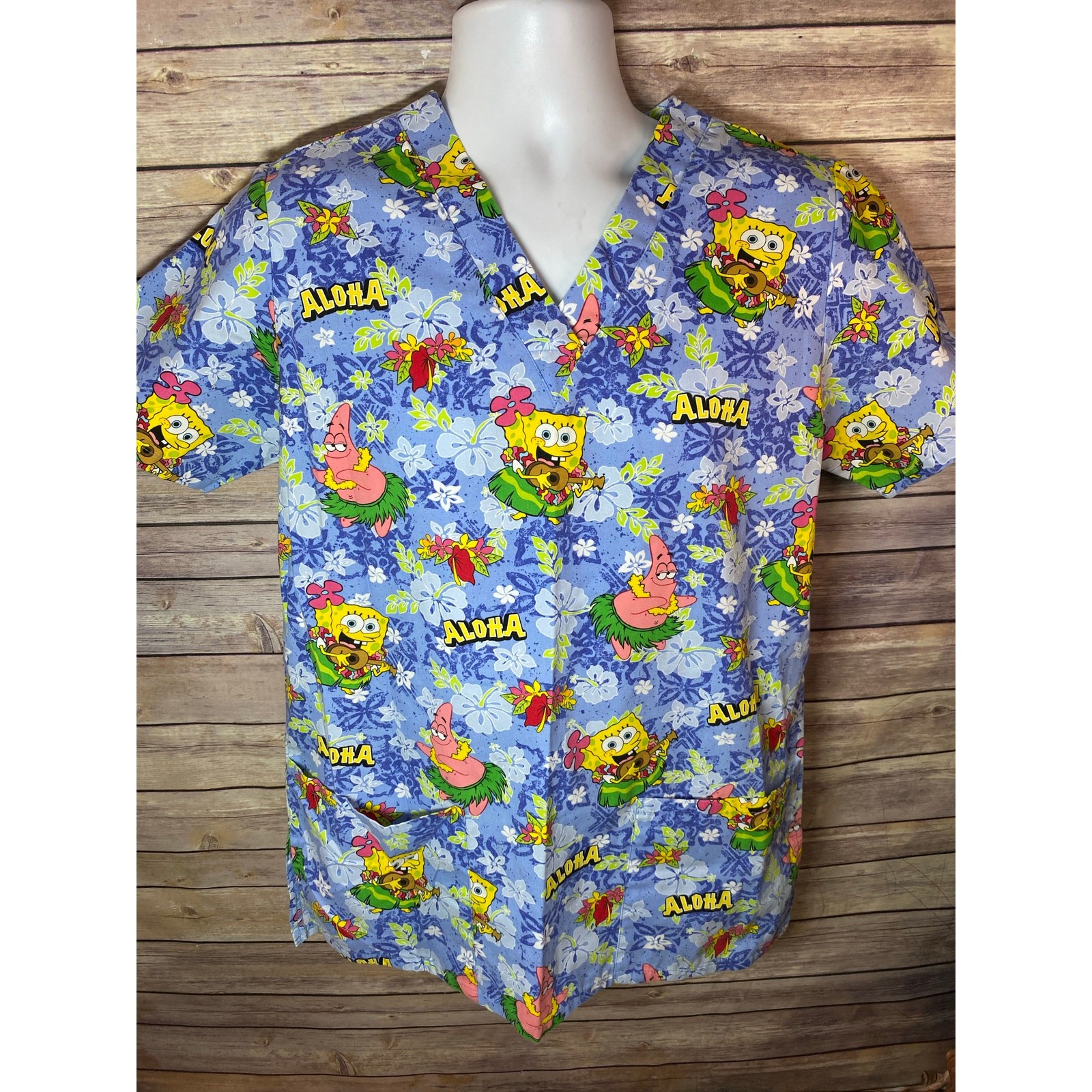 Vintage SpongeBob SquarePants Scrub Top – Women’s Small – Nickelodeon 2000s
