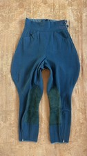 Vintage 1940s Sport Togs Equestrian Riding Pants Hunter Green Canvas Side Buckle