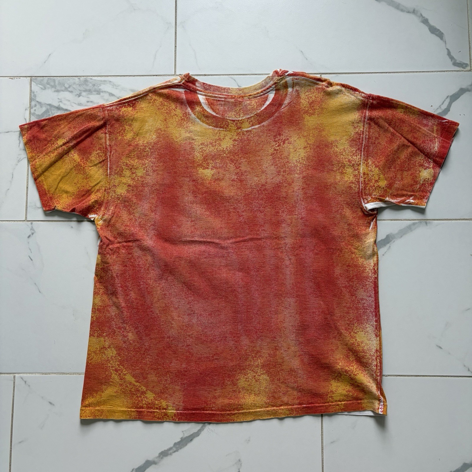 Vintage 1993 Jimi Hendrix All Over Print Rock Express T Shirt Tee XL Orange AOP image 2