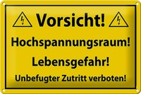 Schild Blech 30X20Cm - Made In Germany - Vorsicht Hochspannungsraum Lebensgefahr