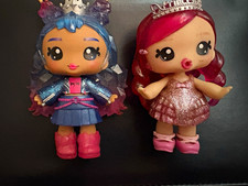 2pc Small Princess Play Dolls, Articulated Plastic, Blue Eyes, Wavy Hair