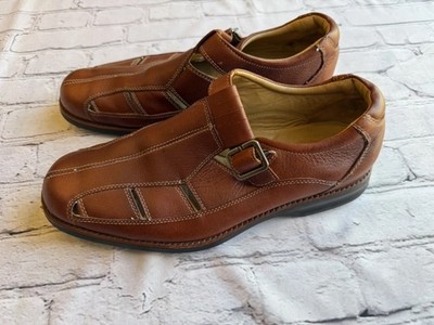 Johnston & Murphy Brown Leather Men s Fisherman Sandals Closed-Toe 9.5 Shoes