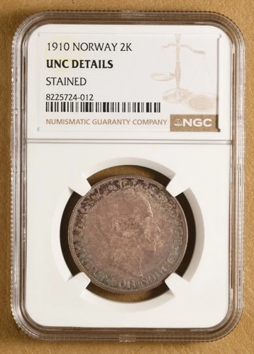 1910 Norway 2 Kroner NGC UNC Details