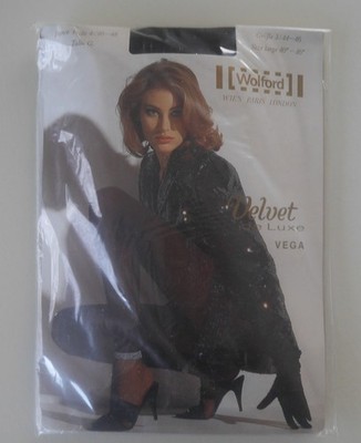 Wolford Velvet De Luxe VEGA Tights 50 DEN New Black Silver Large