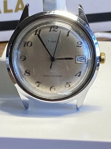 Vintage Timex Marlin 1979 HandWind Mechanical Watch, Date, Runs, 5C