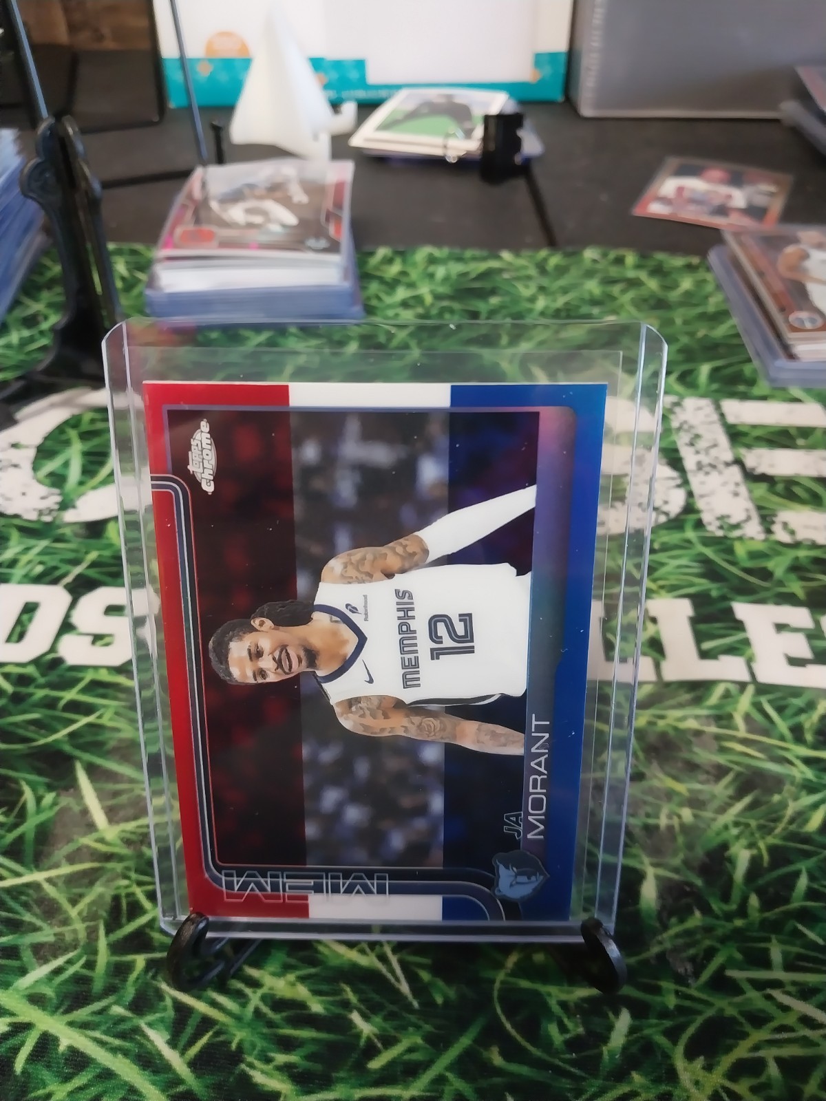 Ja Morant 2025 Topps Chrome #158 Red White & Blue Refractor Price 