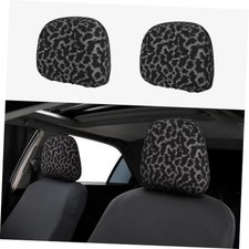 2 PCS Car Seat Headrest Cover Protector Black Leopard Soft Car Leopard Black