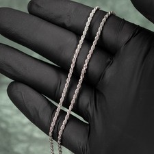 Solid White Gold Plated Heavy 925 Sterling Silver 2MM Twist Rope Chain Necklace